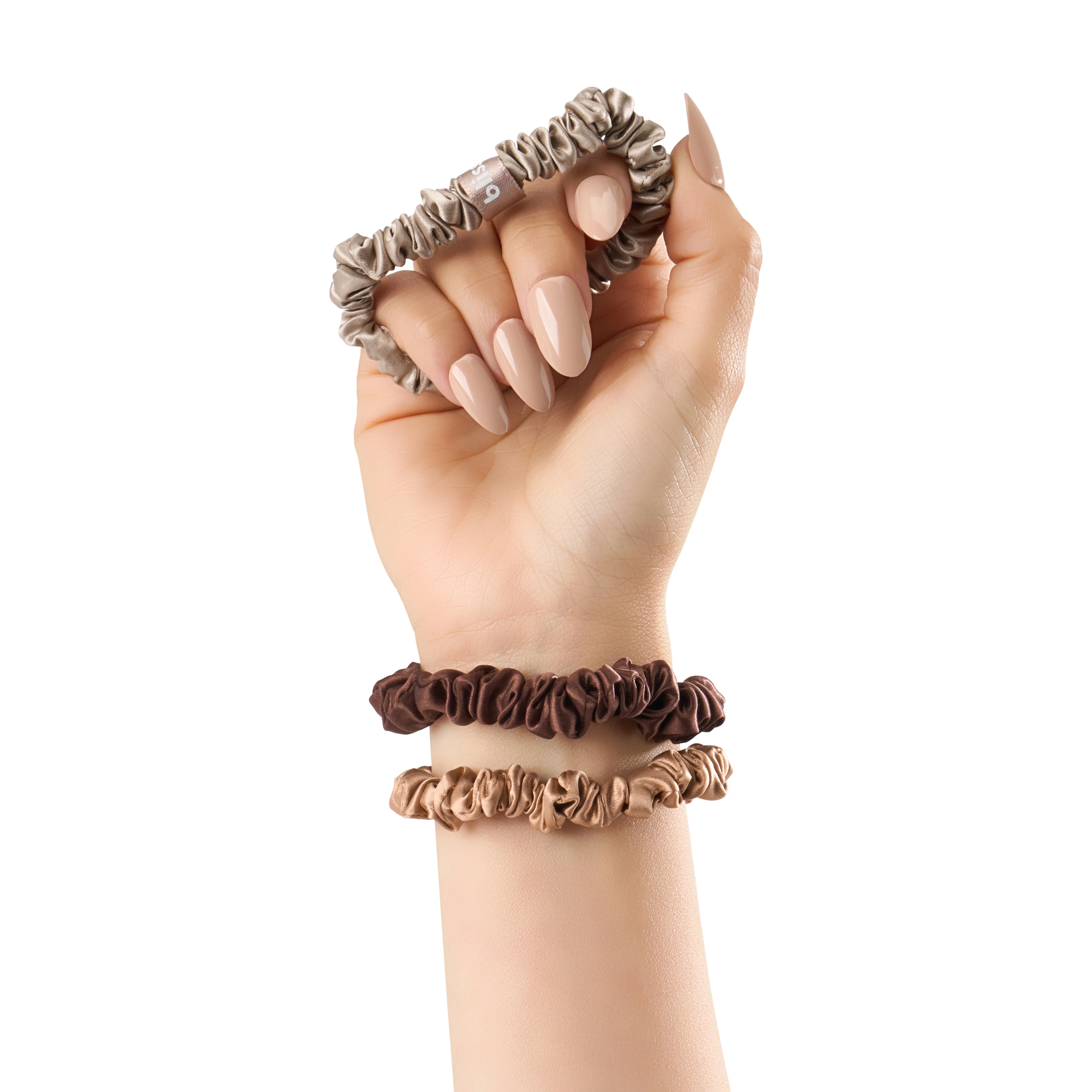 Blissy Skinny Scrunchies - Taupe, Cinnamon, Brown - Image 7