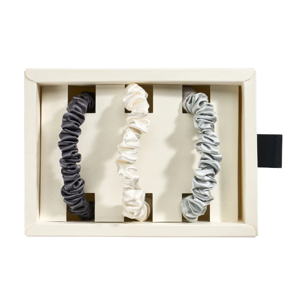 Blissy Skinny Scrunchies - White, Gray, Silver - Image 2