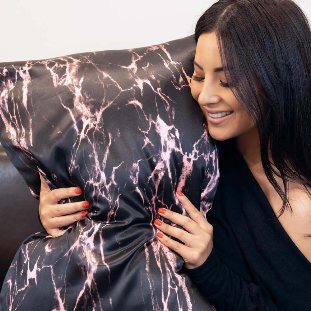 Pillowcase - Rose Black Marble - Queen - Image 3