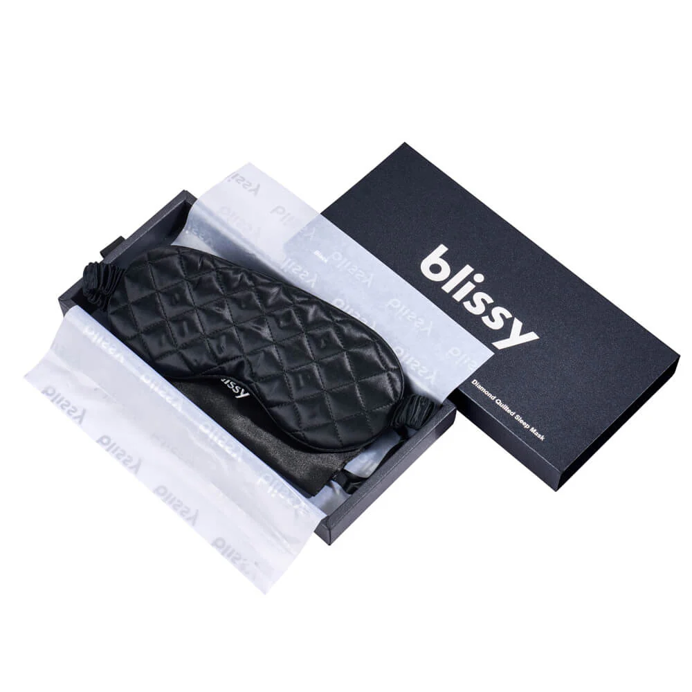 Sleep Mask - Black - Diamond Quilted - Image 4