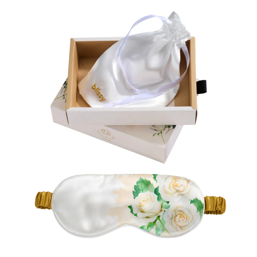 Sleep Mask - Zodiac Flower - Cancer White Rose - Image 2