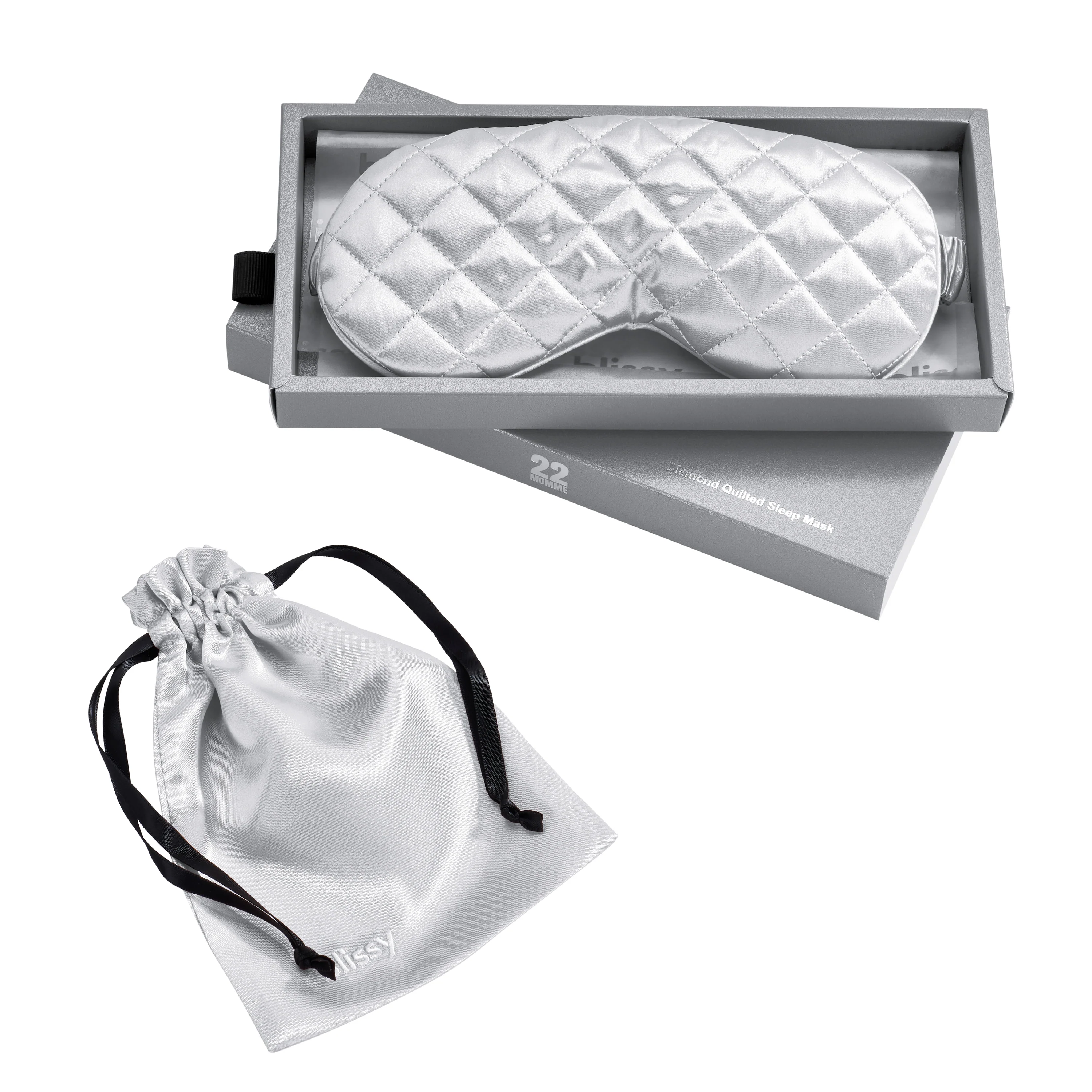 Sleep Mask - Silver - Diamond Quilted - Image 2