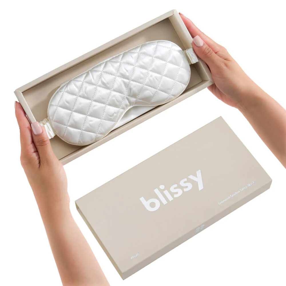 Sleep Mask - White - Diamond Quilted - Image 9